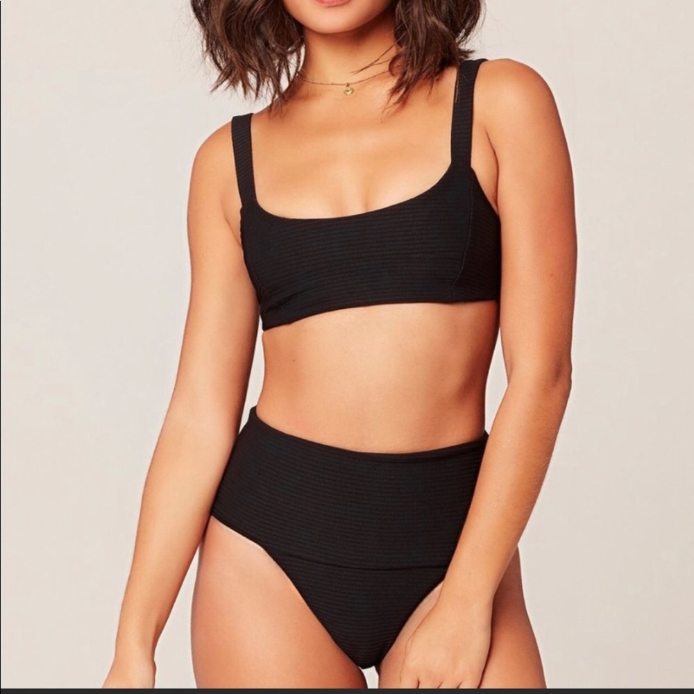 New L*Space Desi High Waist Bikini Bottom Black Sz XS
